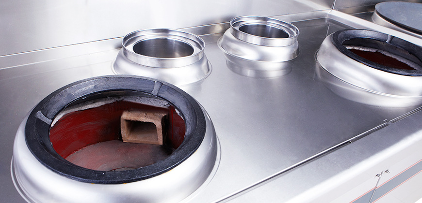 国厨 燃气双头双尾炉厨房设备 定做食堂厨房炒炉 商用厨房设备