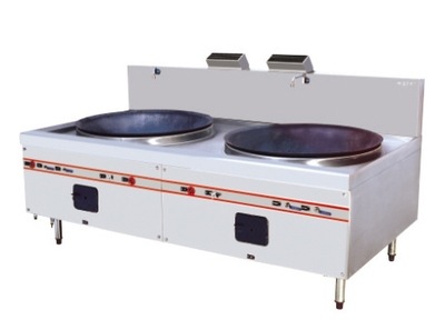 厂家供应节能燃气双头大炒炉 不锈钢大锅灶 食堂厨房工程设备