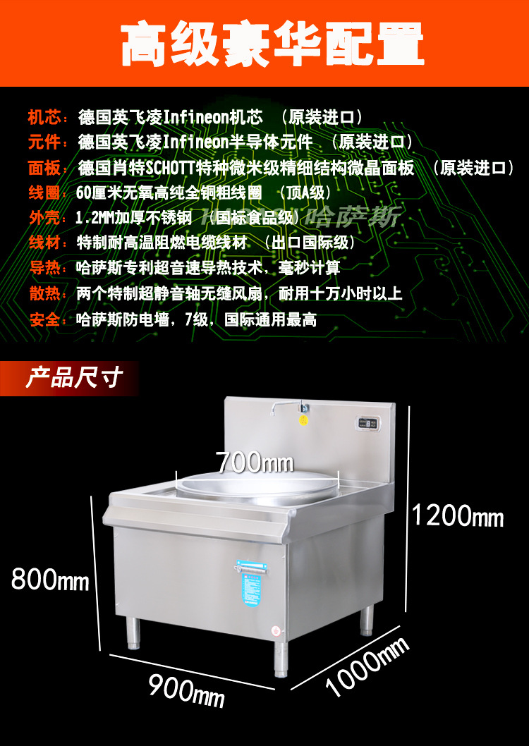 商用电磁炉12/15/20/25/30KW饭堂大锅灶 厨房大功率电磁灶 设备