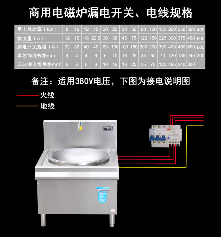 商用电磁炉12/15/20/25/30KW饭堂大锅灶 厨房大功率电磁灶 设备