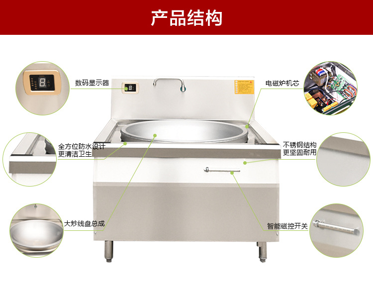 直销智能掌控25KW商用电磁炉 单头大炒炉 不锈钢单头电磁灶