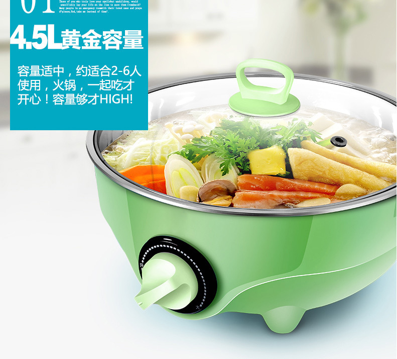 多功能电火锅电热锅4.5L大容量电煮锅礼品批发