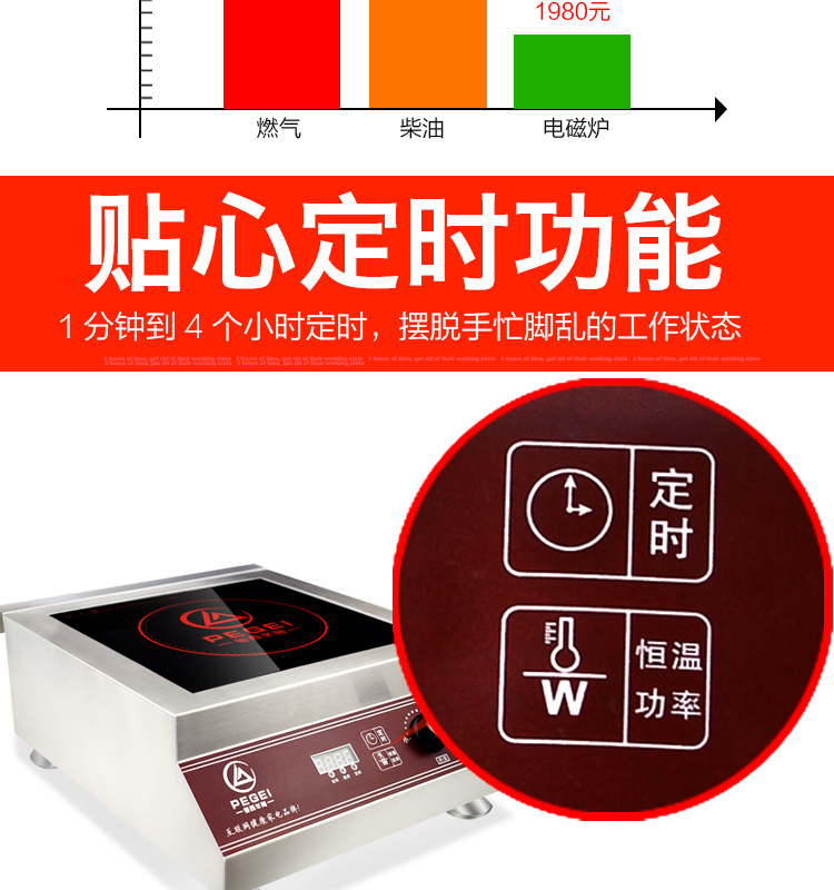 半角商用电磁炉5000w大功率电磁灶5kw电炒锅饭店平面大炒炉煲汤炉