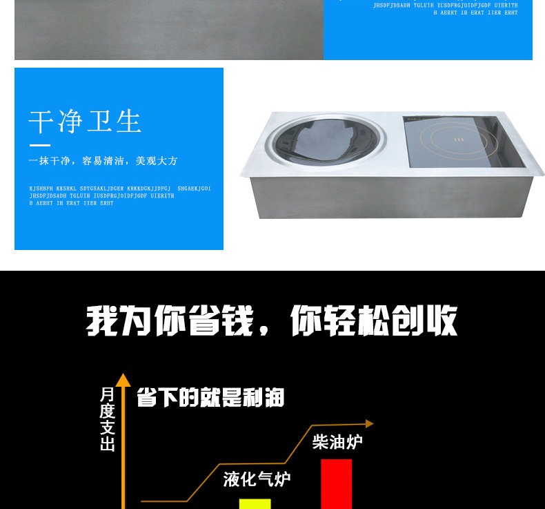 方孔嵌入式组合炉 多功能商用电磁平凹组合炉 低碳环保电磁炉供应