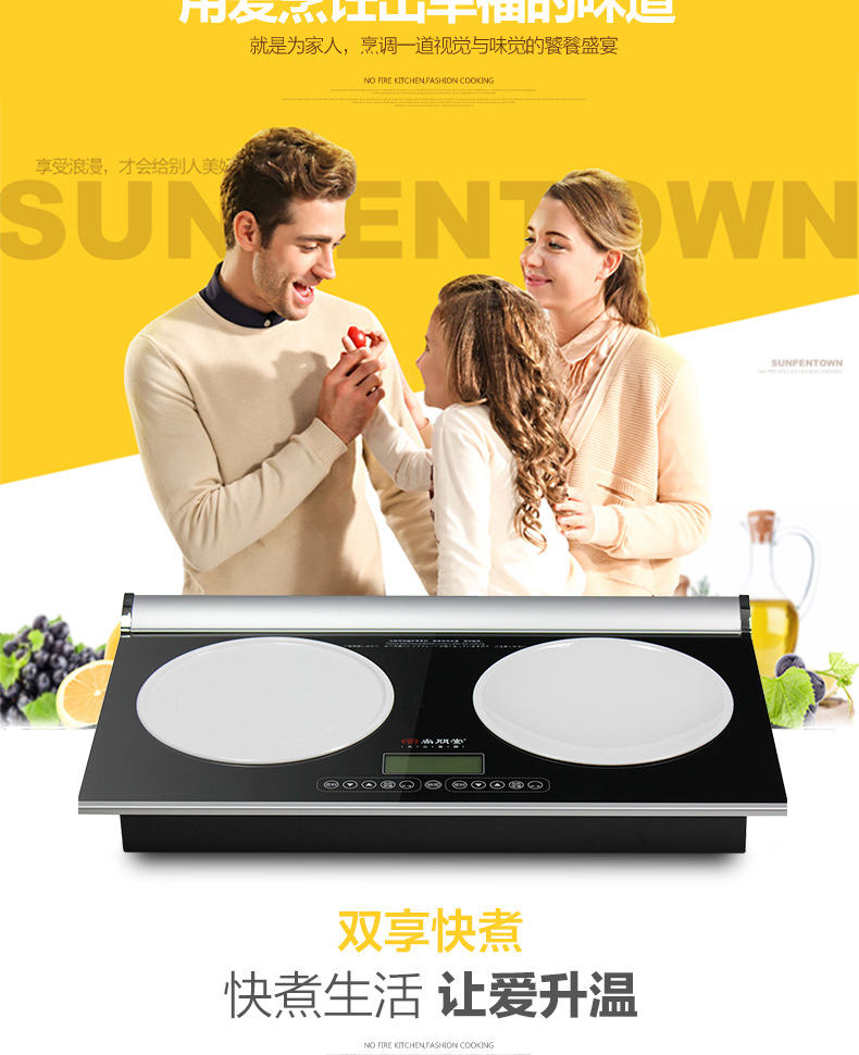 Sunpentown/尚朋堂 YS-IC34H02L家用凹面双头灶台式嵌入式电磁炉