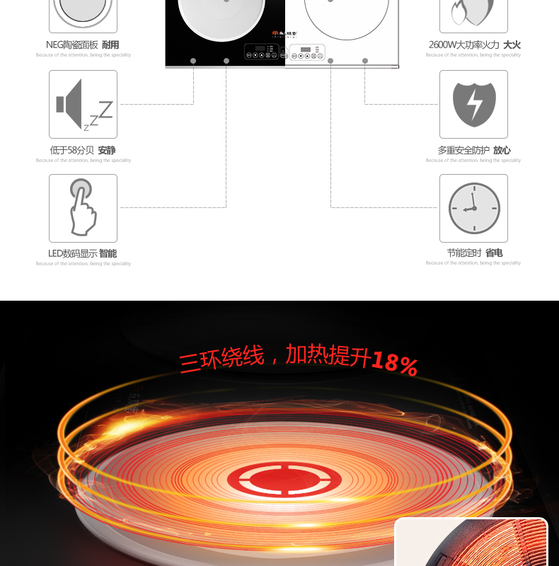 Sunpentown/尚朋堂 YS-IC34H01双头电磁炉双灶嵌入式凹面双眼炉