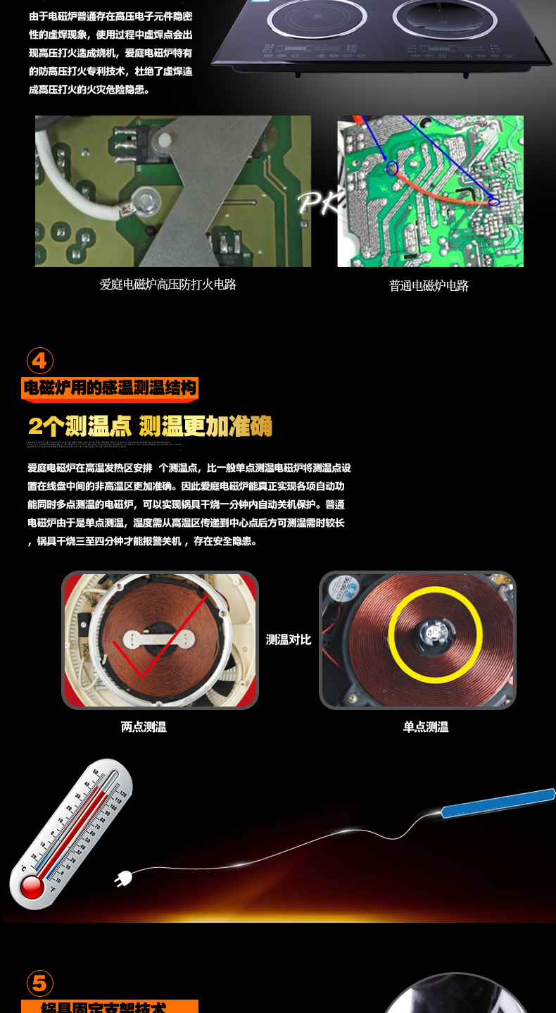 Ating/爱庭 IHJ35K嵌入式双头电磁炉大功率触屏家用炒菜火锅凹面