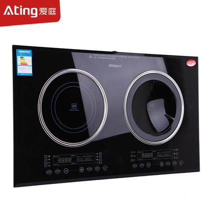 Ating/爱庭 IHJ35K嵌入式双头电磁炉大功率触屏家用炒菜火锅凹面