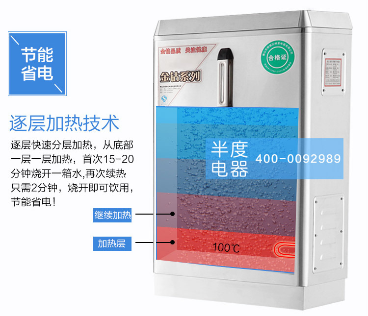 半度电热开水器佛山厂家直销6KW普通型不锈钢商用全自动厨房设备