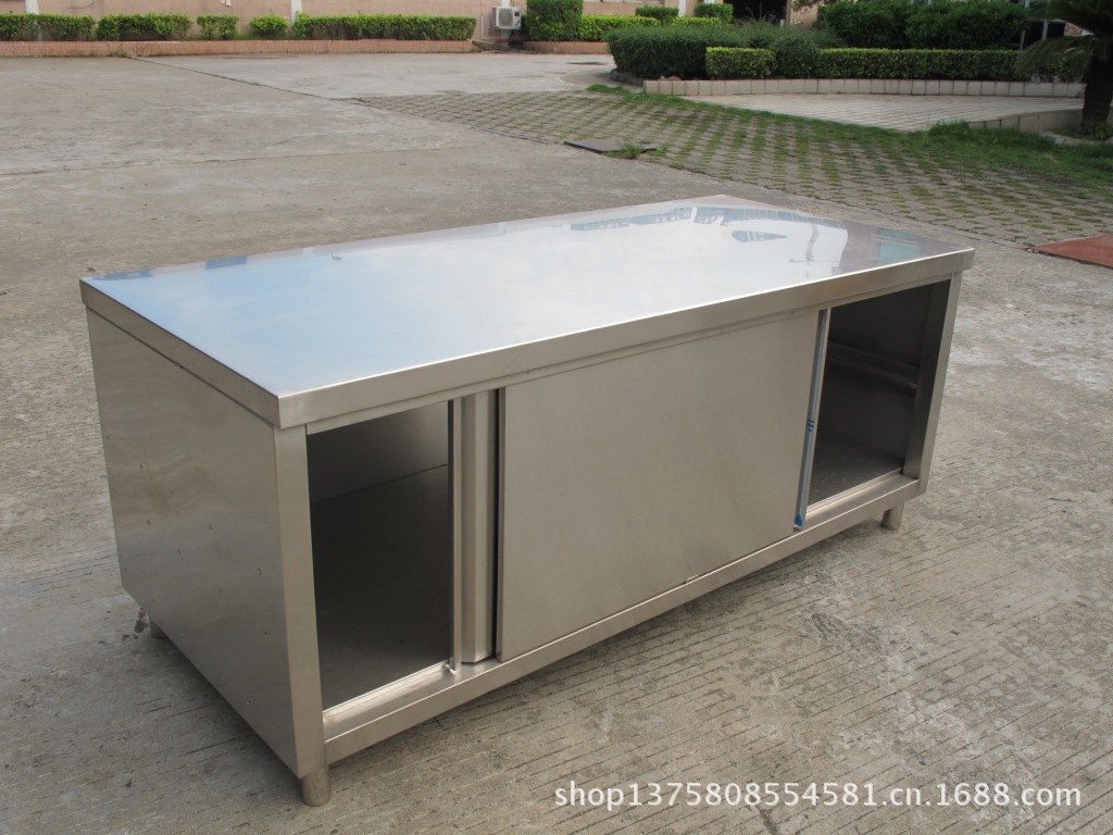 非标不锈钢双通道工作台 储物打荷台 厨房操作台 304不锈钢操作台