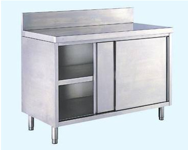 广州厂家直销 不锈钢单通打荷台柜操作柜 靠背墙式拉门厨房工作台