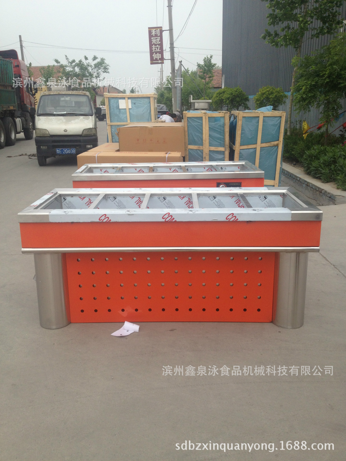 加工定制豪华玻璃罩不锈钢保温售饭台