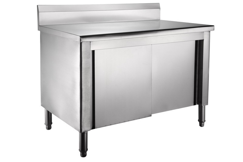 亿科304不锈钢靠背单通工作台(加板) 厨房操作台 打荷台 备餐台