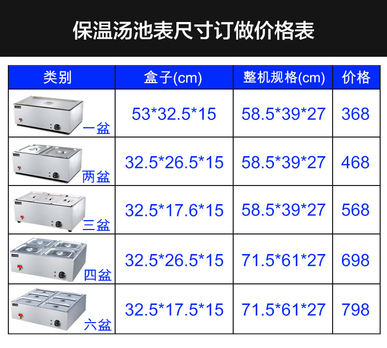 乐创商用电热保温汤池深汤菜炉3/6/8/10盆暖汤炉保温售饭台快餐车