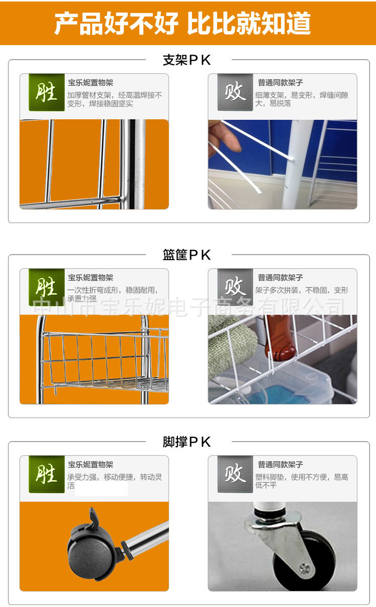 不锈钢蔬菜架厨房置物架水果架书架四层置物架整理架带轮一件代发