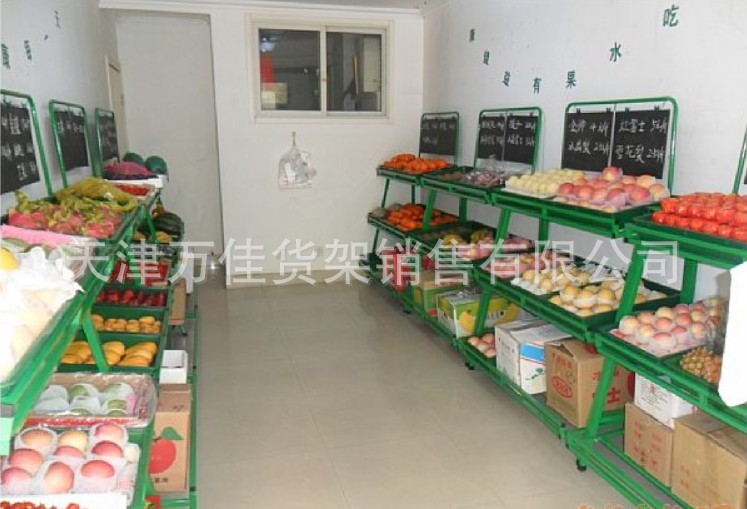 三层加固果蔬架 天津超市蔬菜架 水果店展示架 四层蔬菜店货架