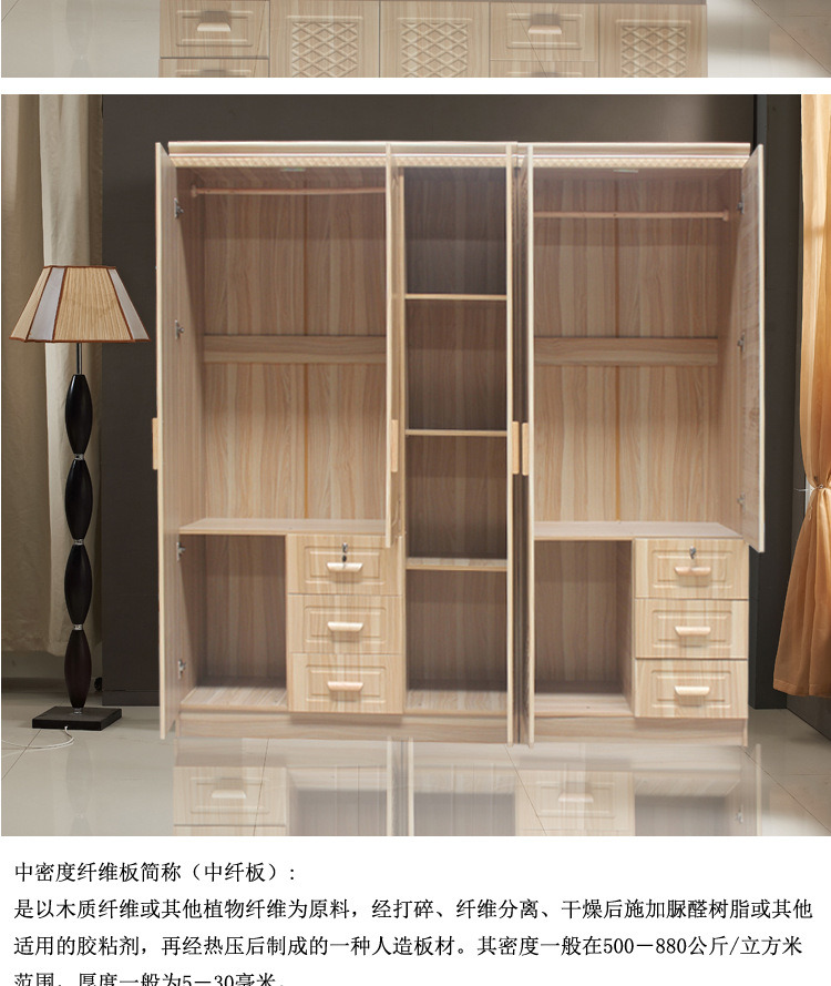 包邮现代简约卧室二三四门板式衣柜 欧式衣柜组合储物木质大衣柜