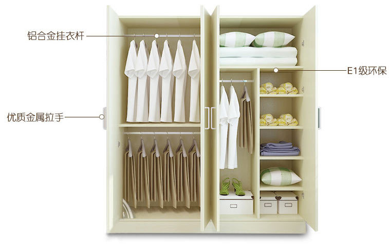 大衣柜组合二三四门衣橱整体板式衣柜特大容量推拉门储物衣柜定做
