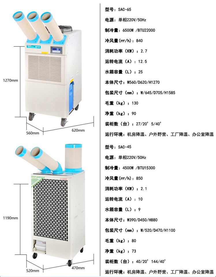 商用空调扇 单冷型 冷风扇 工业大功率冷风机空调 十匹 六匹 三匹